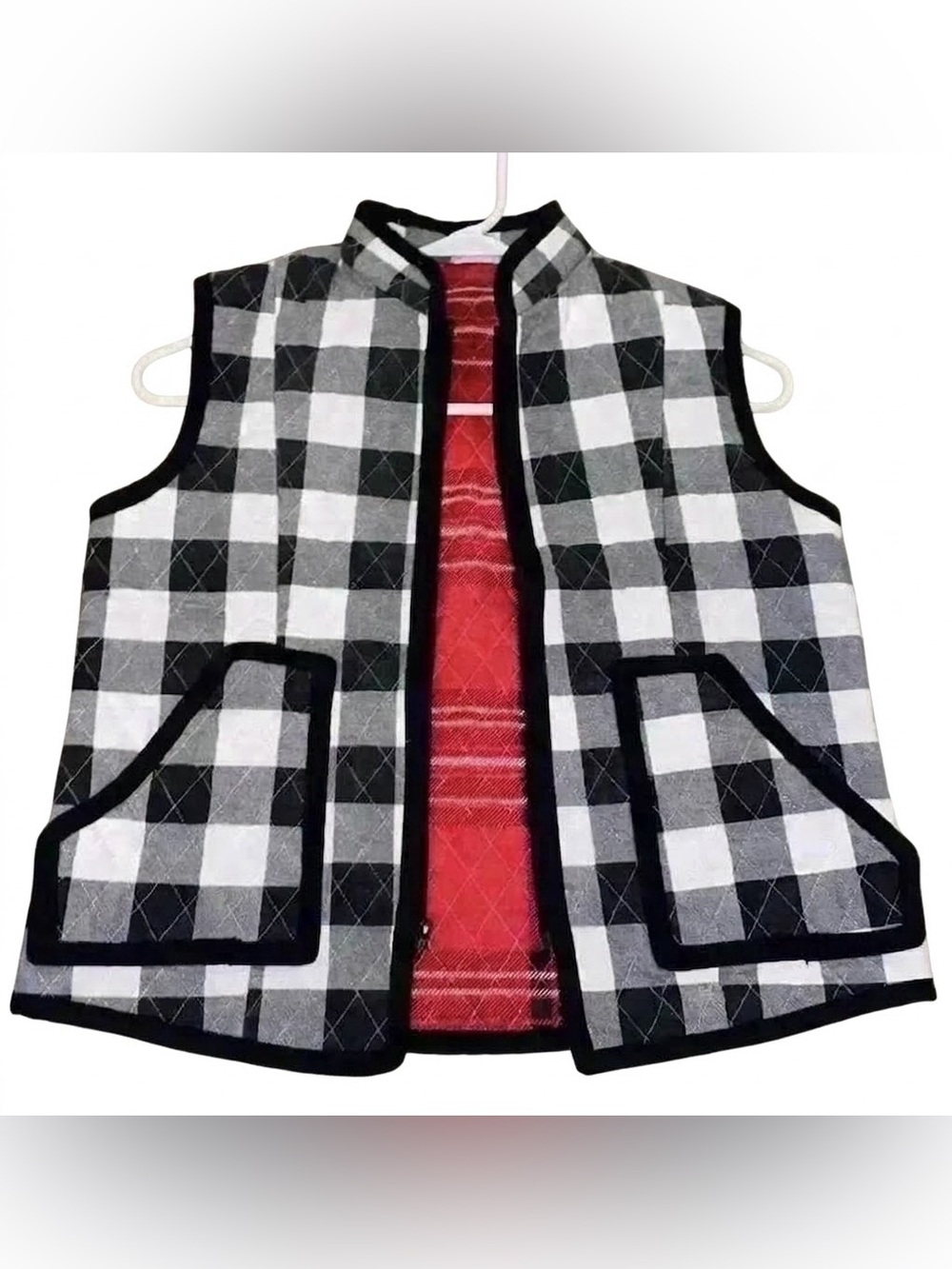 🎄 Handmade Buffalo Plaid Checkered Zip Up Quilted Vest A